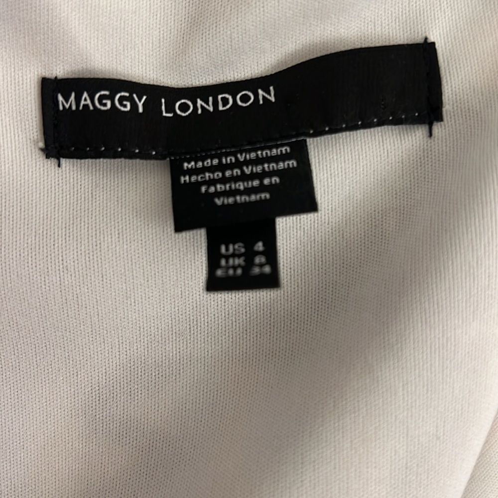 Maggie London Boat Neck Multicolored Midi   Lined 1/2 Zip Party Dress. Size 4. - Picture 6 of 7